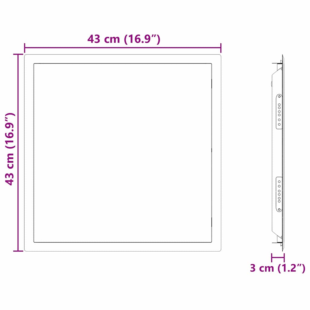 vidaXL Access Panel White 43 x 43 x 3 cm Steel