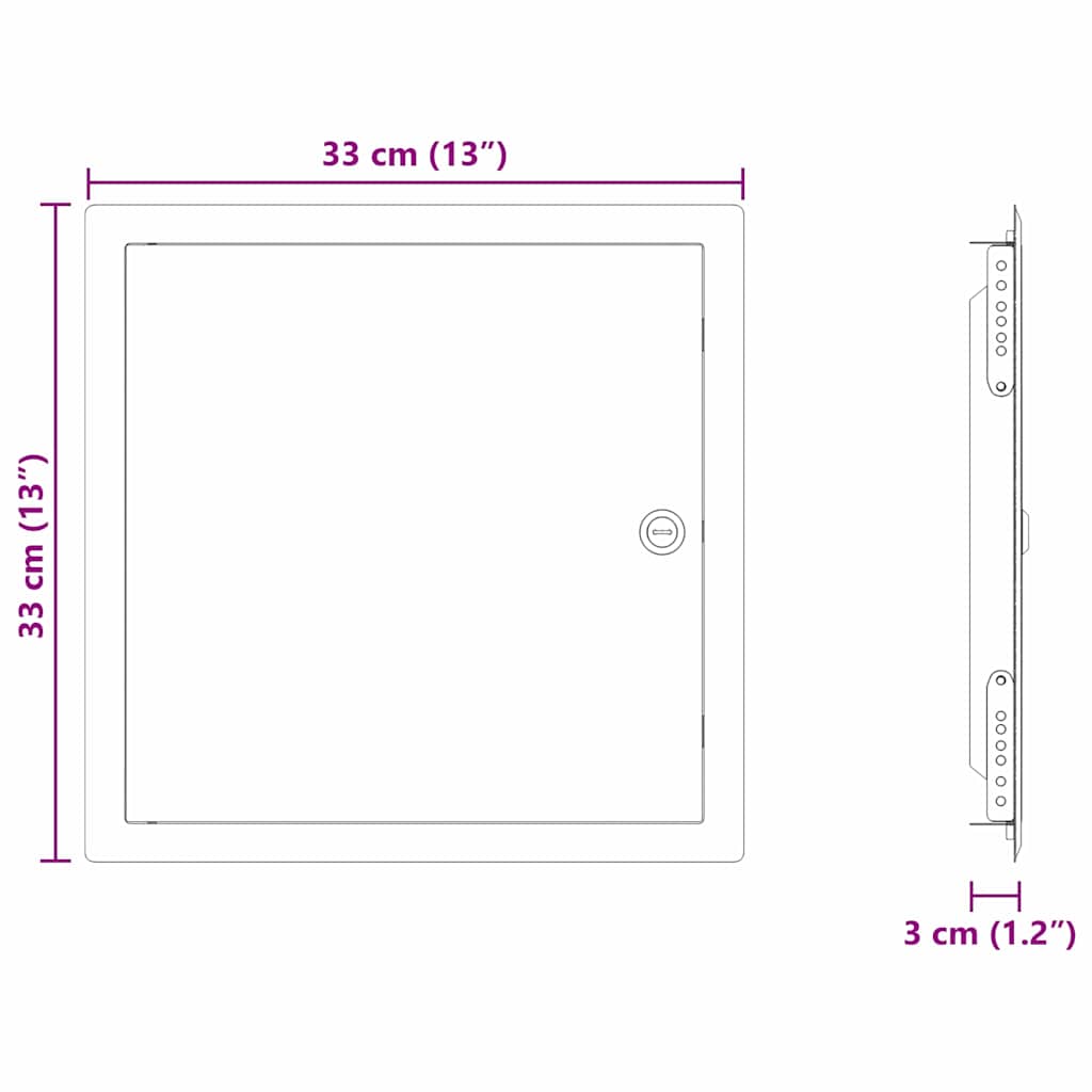 vidaXL Access Panel White 33 x 33 x 3 cm Steel