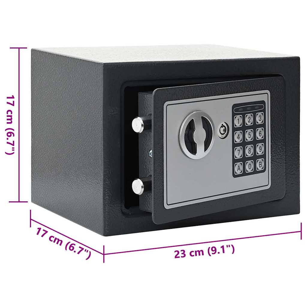 vidaXL Digital Safe with Lock Dark grey 23 x 17 x 17 cm Steel