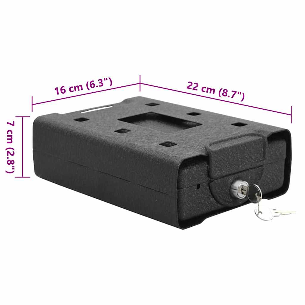 vidaXL Car Safe with Lock Black 22 x 16 x 7 cm Steel