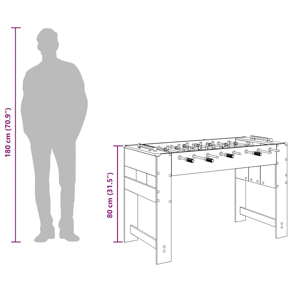 vidaXL Foosball Table Smoked Oak 125 x 60.5 x 80 cm Engineered Wood