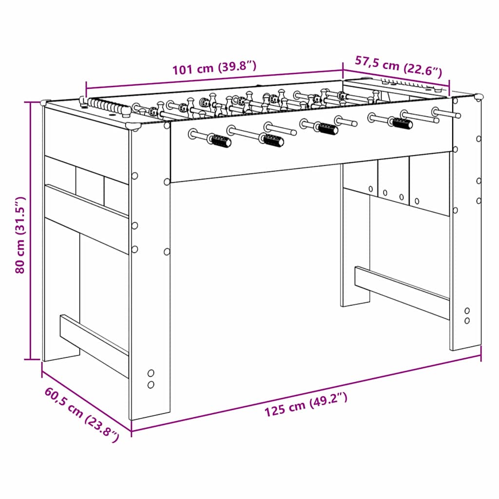 vidaXL Foosball Table Artisan Oak 125 x 60.5 x 80 cm Engineered Wood