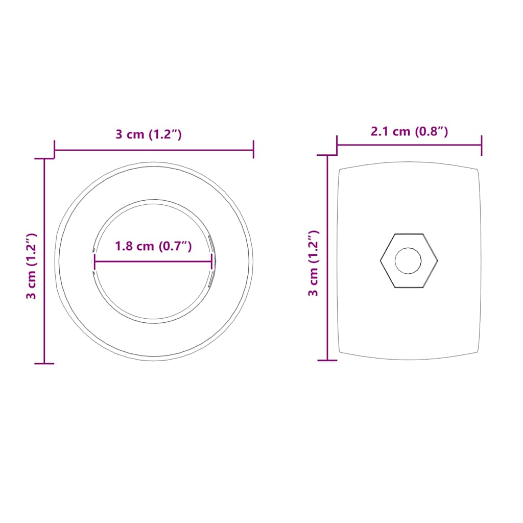 vidaXL Foosball Table Bearings 10 pcs Black 3 x 3 x 2.1 cm PP