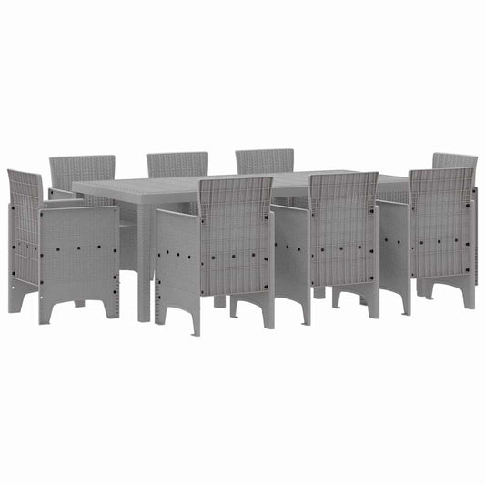 vidaXL Garden Dining Set 9 pcs Light Grey Polypropylene