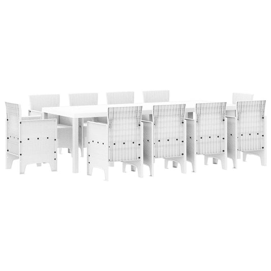 vidaXL Garden Dining Set 11 pcs White Polypropylene