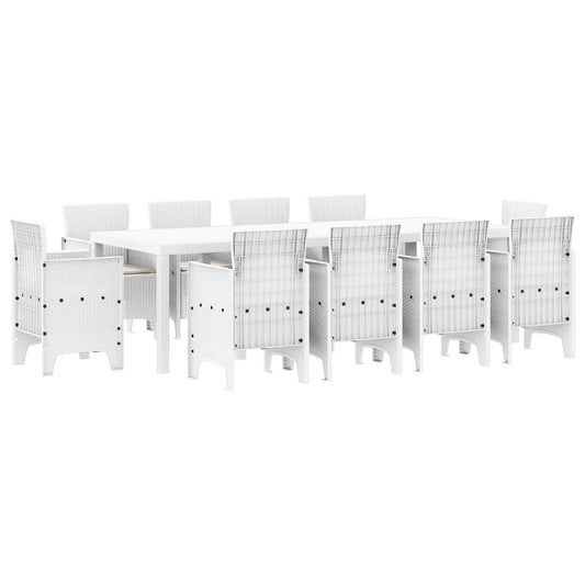 vidaXL Garden Dining Set 11 pcs White Polypropylene