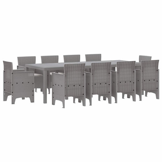 vidaXL Garden Dining Set 11 pcs Light Grey Polypropylene