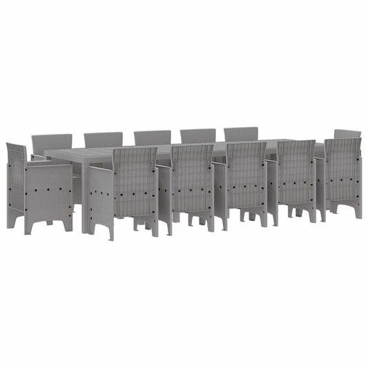 vidaXL Garden Dining Set 13 pcs Light Grey Poly rattan