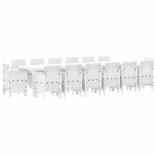 vidaXL Garden Dining Set 15 pcs White Polt rattan