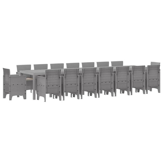 vidaXL Garden Dining Set with Cushions 17 pcs Light Grey PP