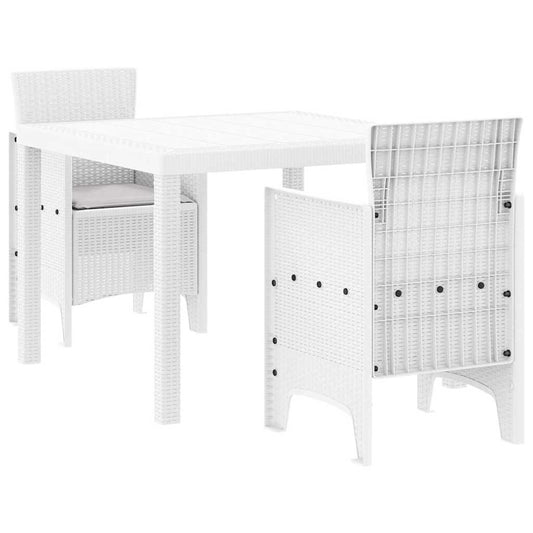 vidaXL Garden Dining Set 3 pcs White Polypropylene