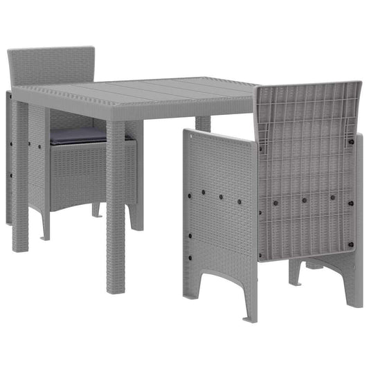 vidaXL Garden Dining Set 3 pcs Light Grey Polypropylene