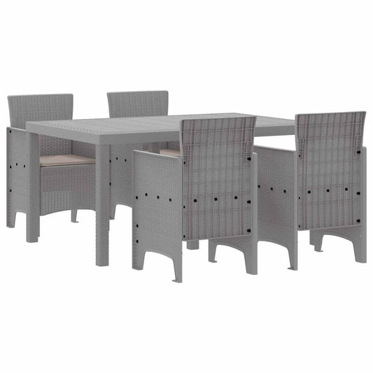 vidaXL Garden Dining Set 5 pcs Light Grey Polt rattan