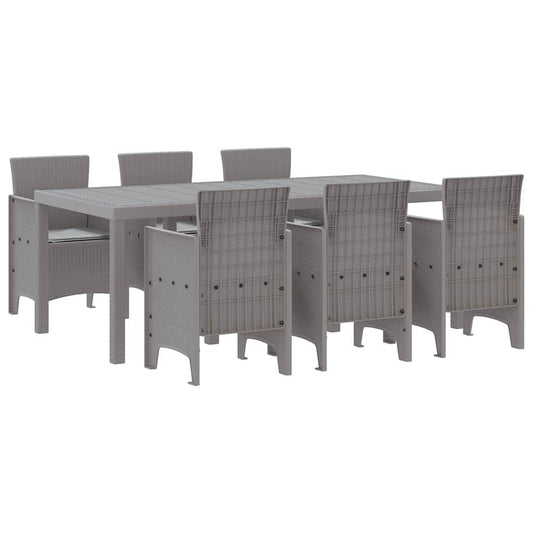 vidaXL Garden Dining Set 7 pcs Light Grey Polypropylene