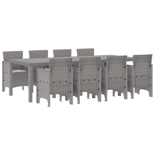vidaXL Garden Dining Set 9 pcs Light Grey Polypropylene