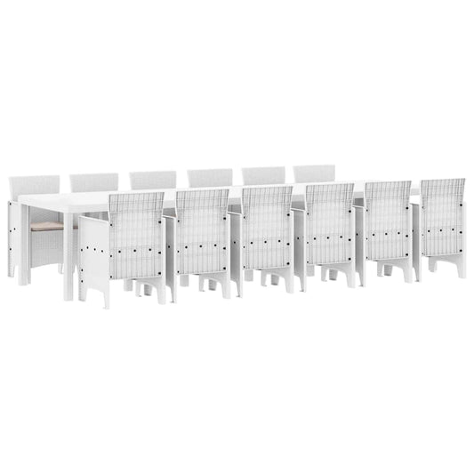vidaXL Garden Dining Set 13 pcs White Polt rattan