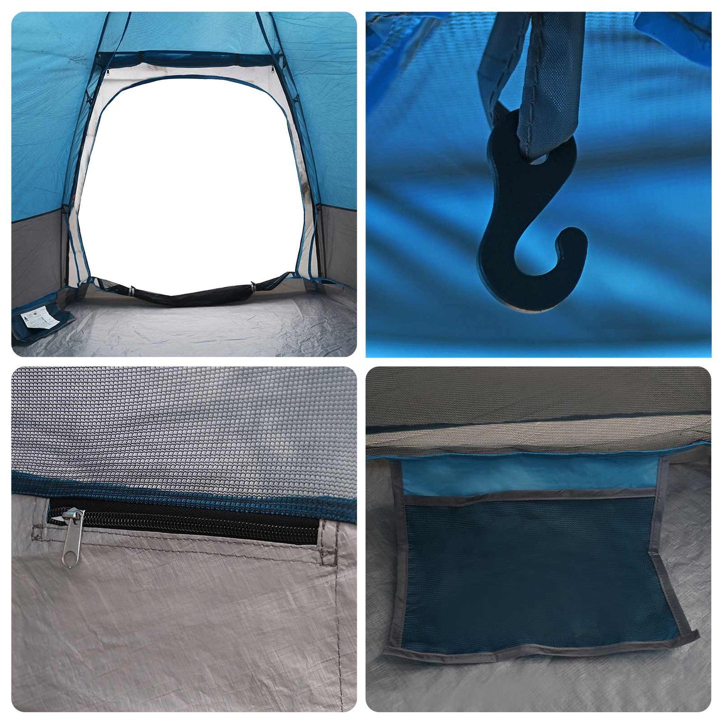 vidaXL Instant Tent with Rainfly 4-Person Quick-Release with Roof Blue
