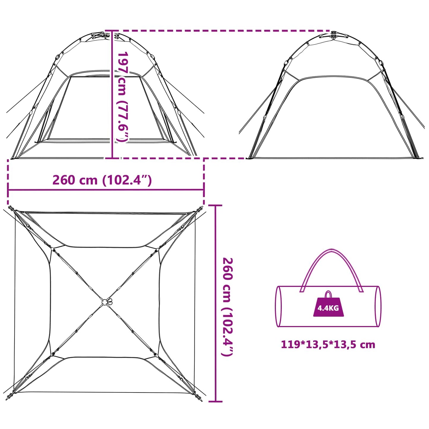 vidaXL Instant Tent 4-Person Quick-Release Sea Green 185T Polyester