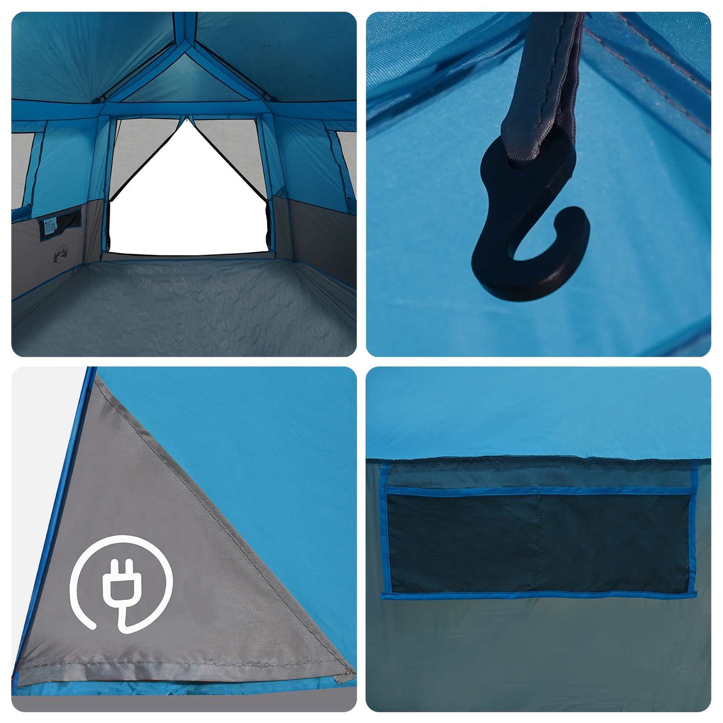 vidaXL Instant Tent with Rainfly 12-Person Quick-Release Blue
