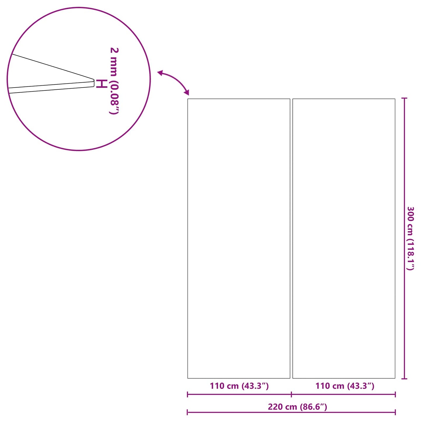 vidaXL Pool Ground Sheet 300 x 220 x 0.1 cm Rectangular Black
