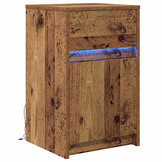 vidaXL LED Bedside Cabinet Old wood 38 x 34 x 61 cm Engineered wood
