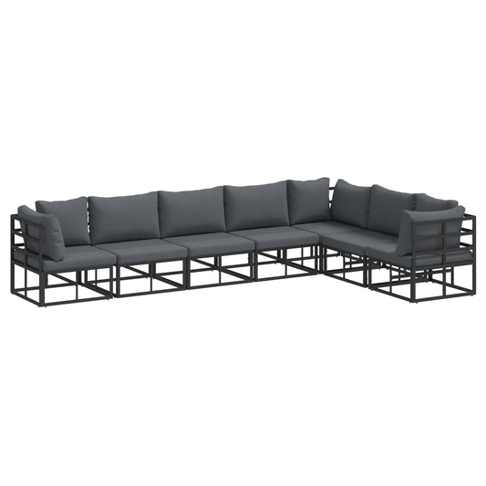 vidaXL Garden Sofa Set with Cushion 7 pcs Black Aluminium