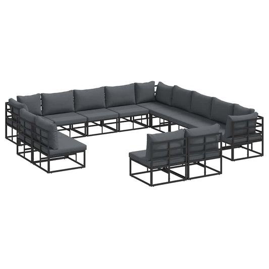 vidaXL Garden Sofa Set with Cushion 13 pcs Black Aluminium