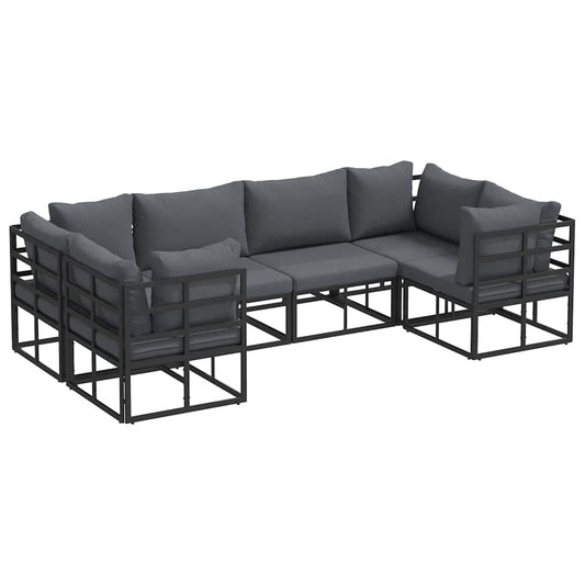 vidaXL Garden Sofa Set 6 pcs Black Aluminium