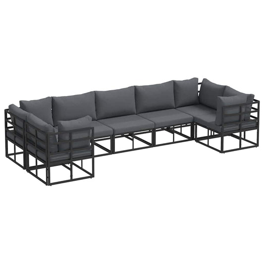 vidaXL Garden Sofa Set 7 pcs Black Aluminium