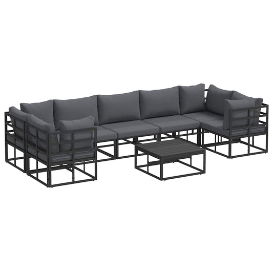 vidaXL Garden Sofa Set 8 pcs Black Aluminium