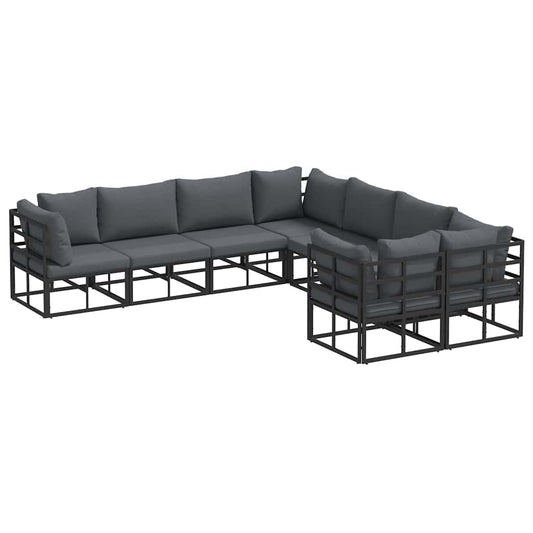 vidaXL Garden Sofa Set with Cushion 8 pcs Black Aluminium