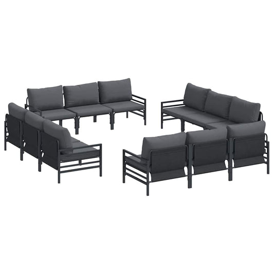 vidaXL Garden Sofa Set 12 pcs Anthracite Steel