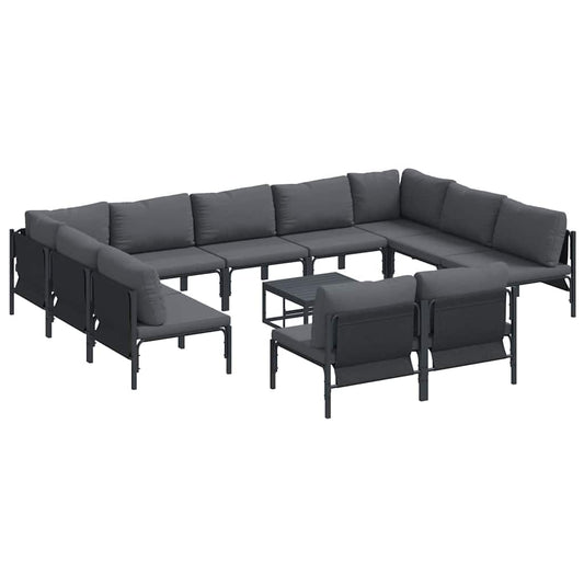 vidaXL Garden Sofa Set 12 pcs Anthracite Steel