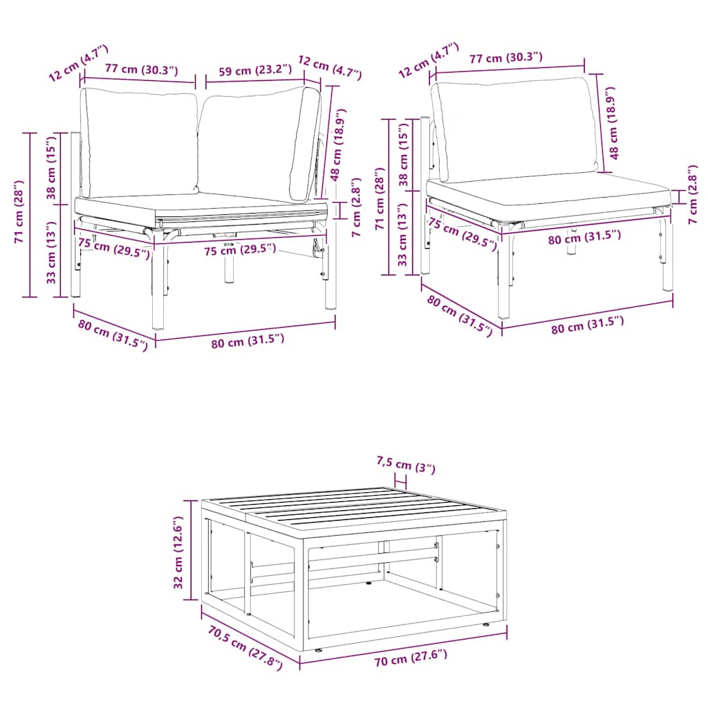 vidaXL Garden Sofa Set 14 pcs Anthracite Steel