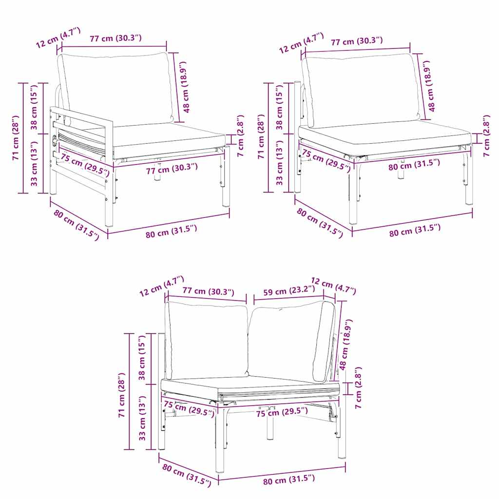 vidaXL Garden Sofa Set 12 pcs Anthracite Steel