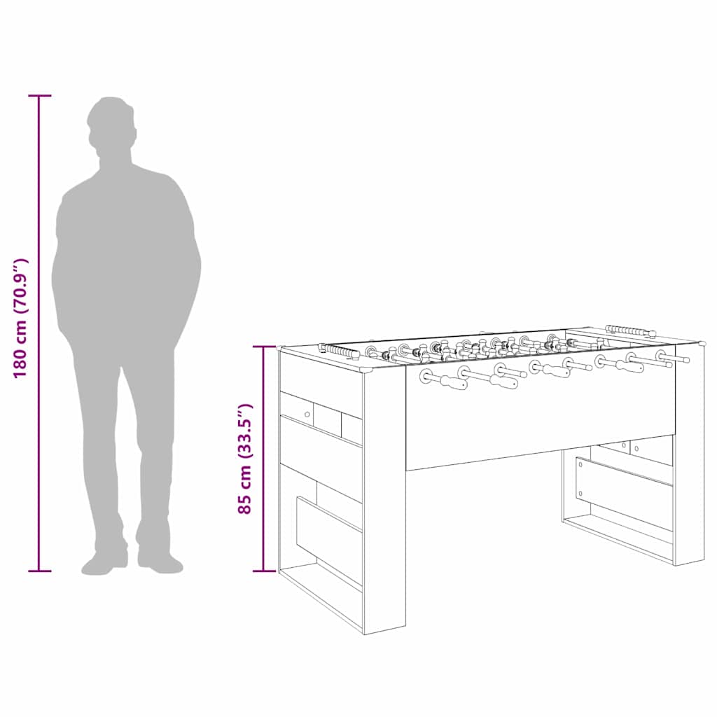 vidaXL Foosball Table Smoked Oak 146.5 x 74 x 85 cm Engineered Wood
