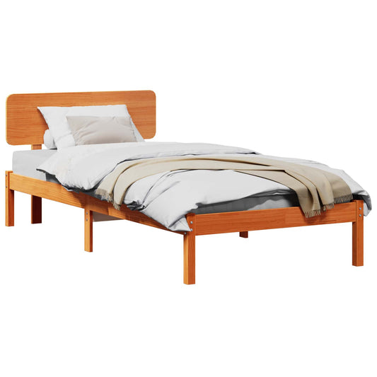 vidaXL Bed Frame with Headboard Wax Brown 80 x 200 cm Solid Pine Wood