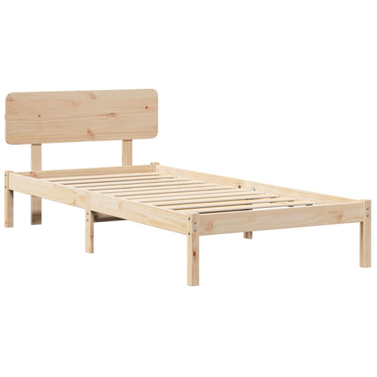 vidaXL Bed Frame with Headboard Natural 90 x 190 cm Solid Pine Wood