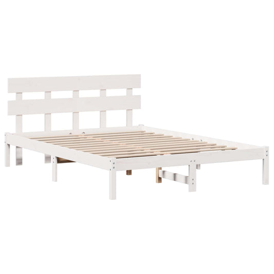 vidaXL Bed Frame with Headboard Brown 140 x 200 cm Solid Pine wood