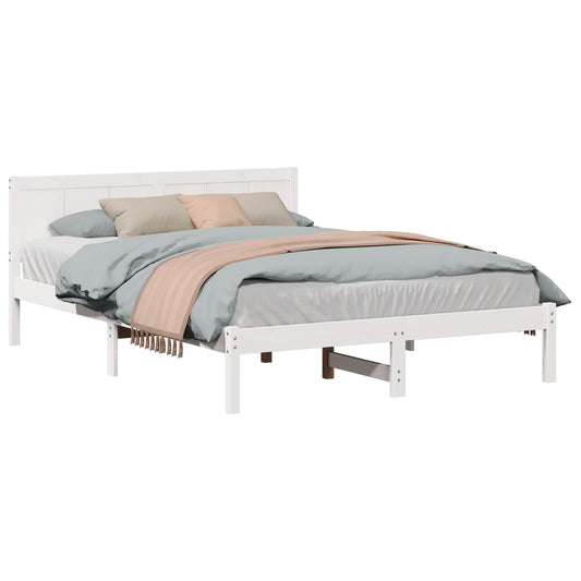 vidaXL Bed Frame White 150 x 200 cm Solid Pine wood