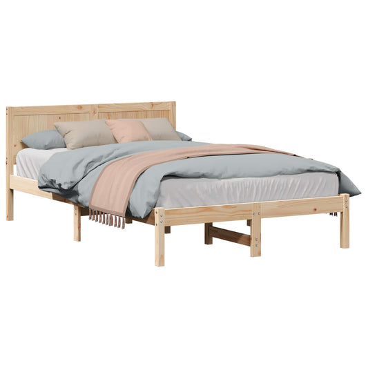 vidaXL Bed Frame Brown 140 x 190 cm Solid Pine wood