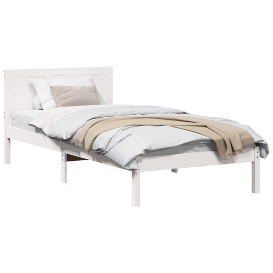 vidaXL Bed Frame White 100 x 200 cm Solid Pine wood