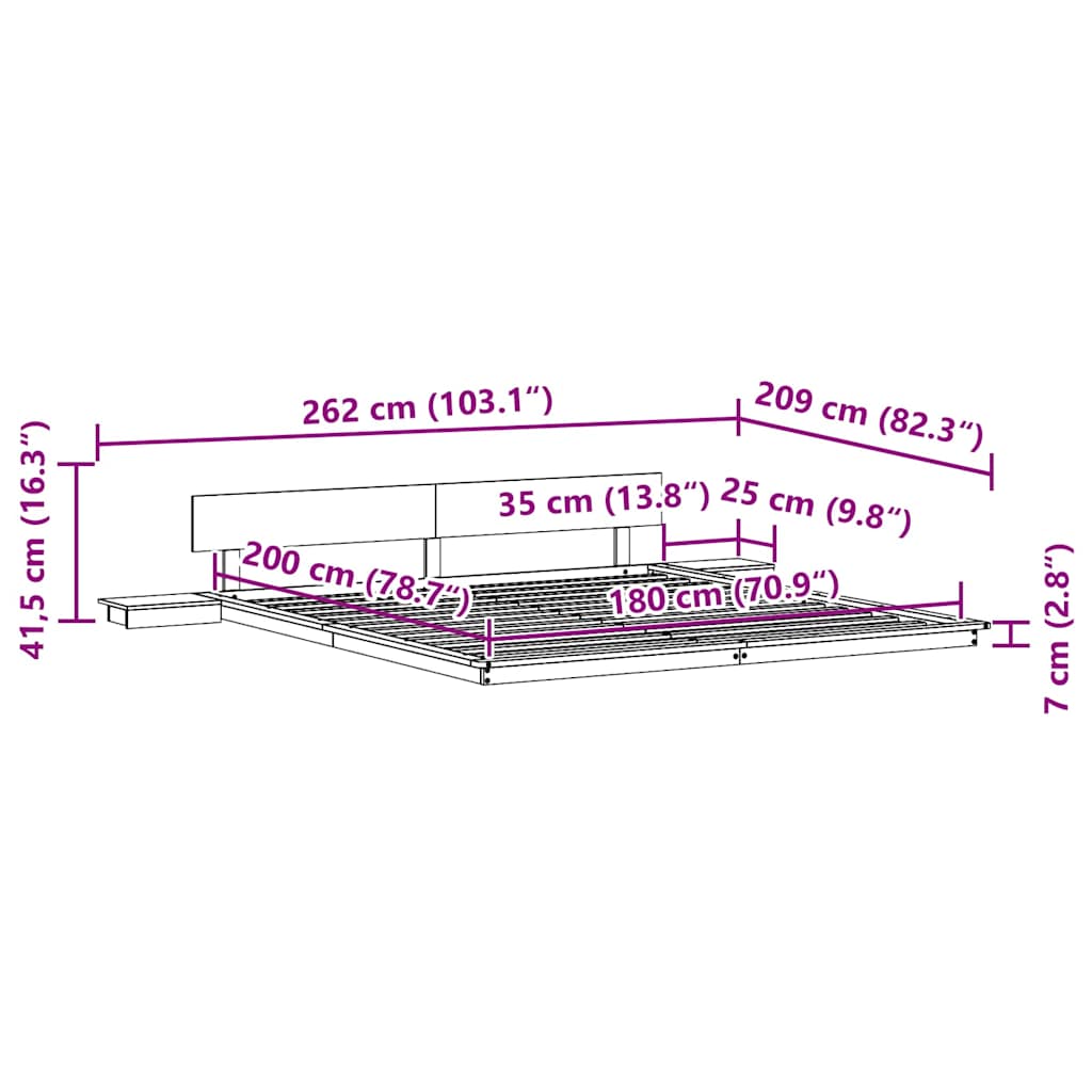 vidaXL Bed Frame White 180 x 200 cm Wood