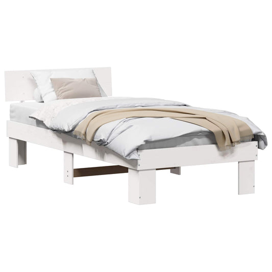 vidaXL Bed Frame with Headboard White 80 x 200 cm Solid Pine Wood