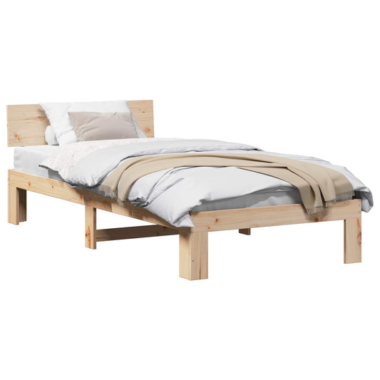 vidaXL Bed Frame with Headboard Natural 100 x 200 cm Solid Pine Wood