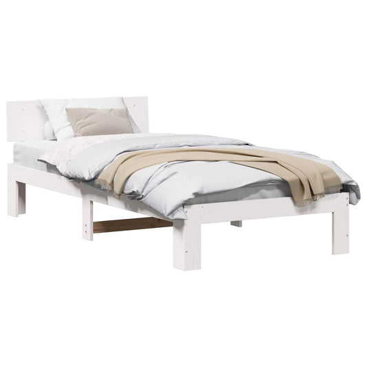vidaXL Bed Frame with Headboard White 80 x 200 cm Solid Pine Wood