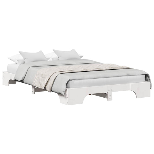 vidaXL Bed Frame White 135 x 190 cm Solid Pine Wood