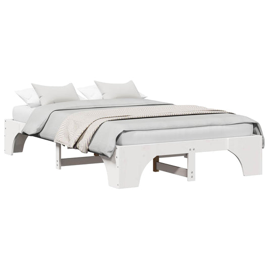 vidaXL Bed Frame White 135 x 190 cm Solid Pine Wood