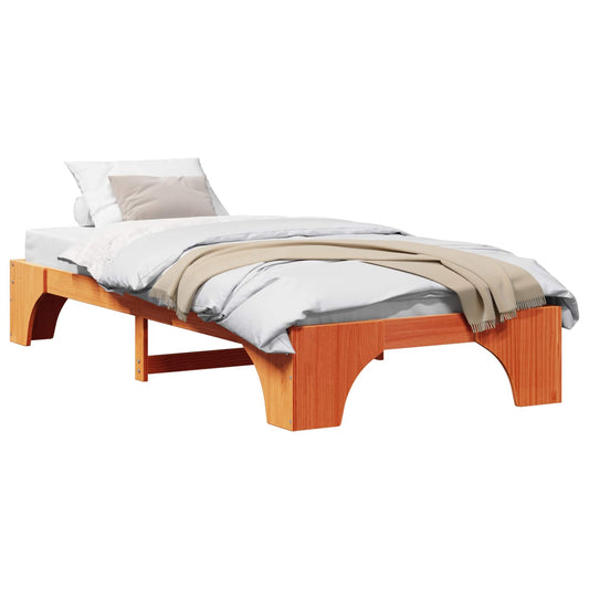 vidaXL Bed Frame Wax Brown 90 x 200 cm Solid Pine Wood