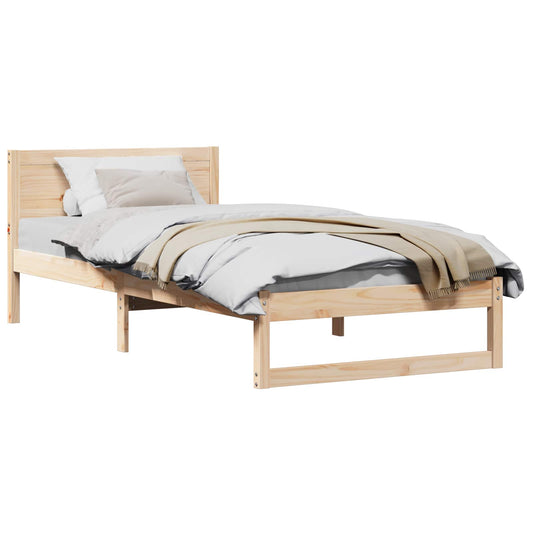 vidaXL Bed Frame with Headboard Natural 80 x 200 cm Solid Pine Wood
